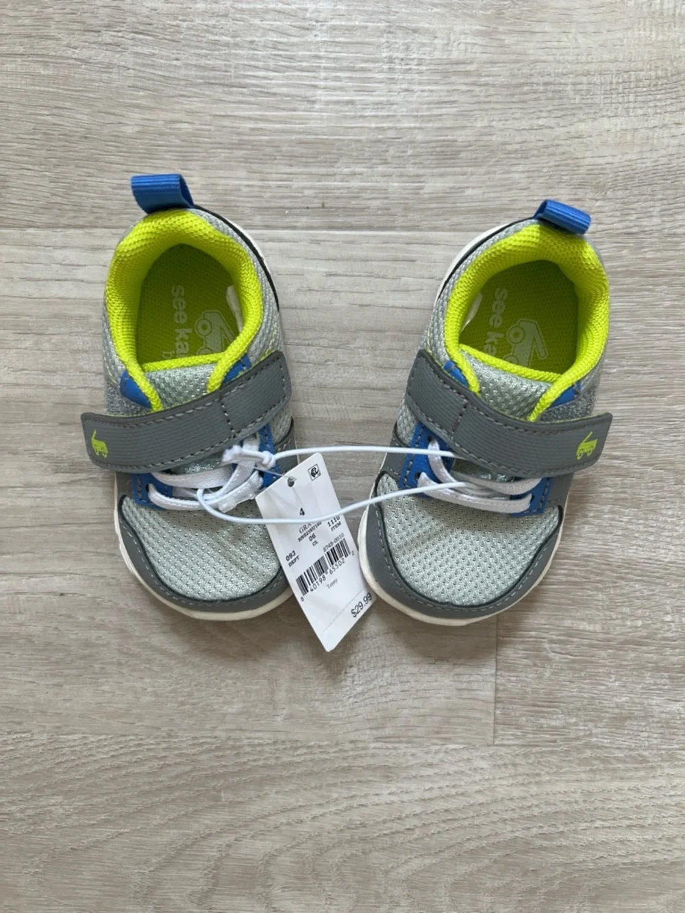 See Kai Run Tenny Sneakers Toddler Boy Size 4 Gray Hook Loop Shoes Casual New